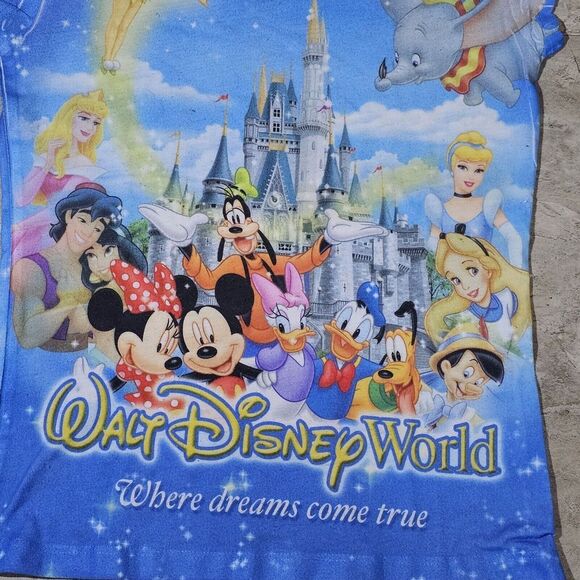 Walt Disney World Vintage T Shirt Pajamas Night Gown Blue Castle Micky Princess - Picture 1 of 11